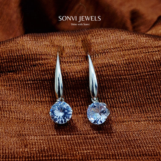 Classic Solitaire Drop Earrings - Silver-Tone Sparkle