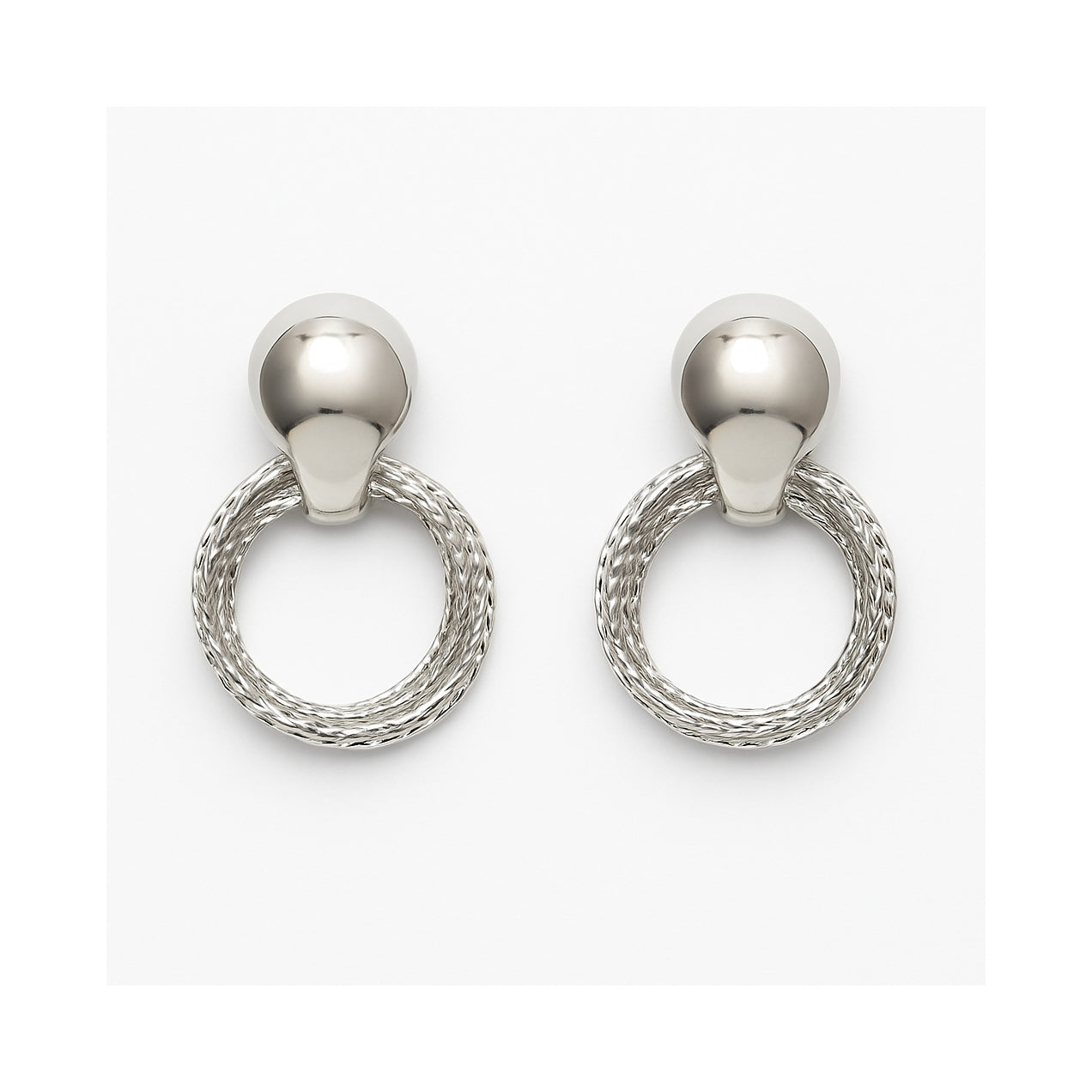 Sonvi Jewels Silver Hoop Texture Earrings