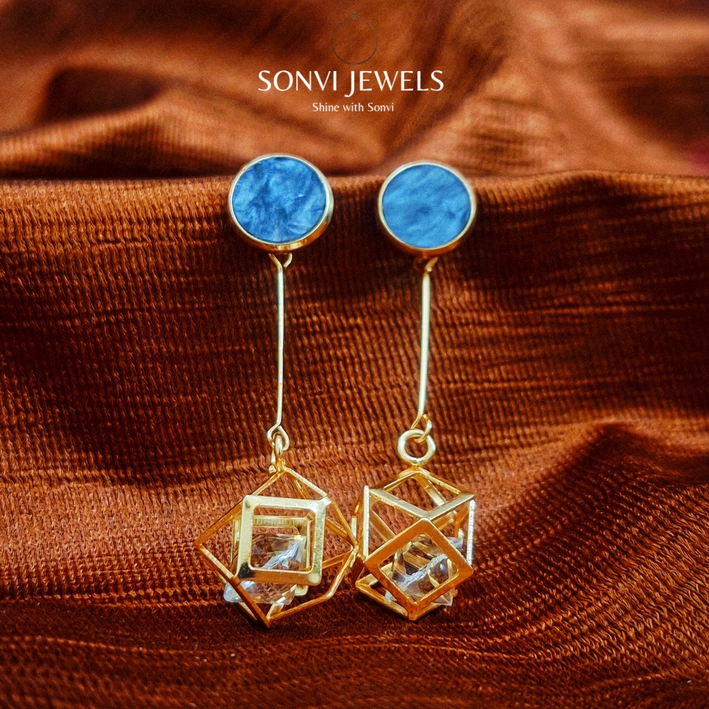 Sonvi Jewels Black Cube Drop Earrings