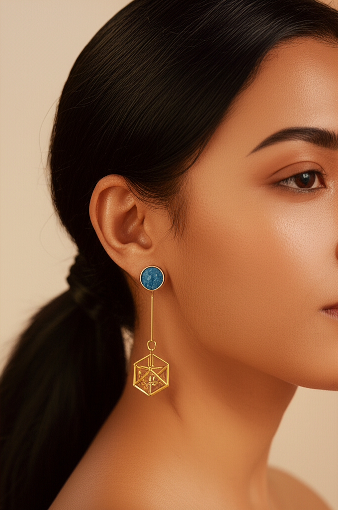 Sonvi Jewels Black Cube Drop Earrings