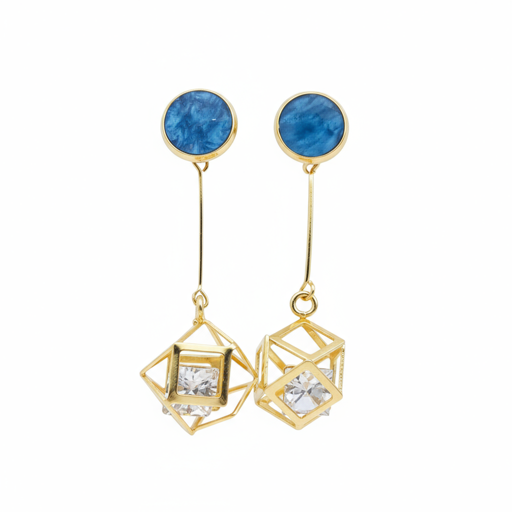 Sonvi Jewels Black Cube Drop Earrings